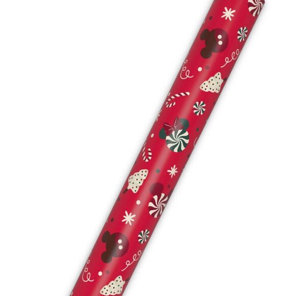 Hallmark Wrapping Paper Christmas Disney Mickey Minnie Treats on Red 70 sq ft Ju - Picture 5 of 6